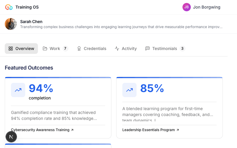 Sarah Chen's portfolio preview